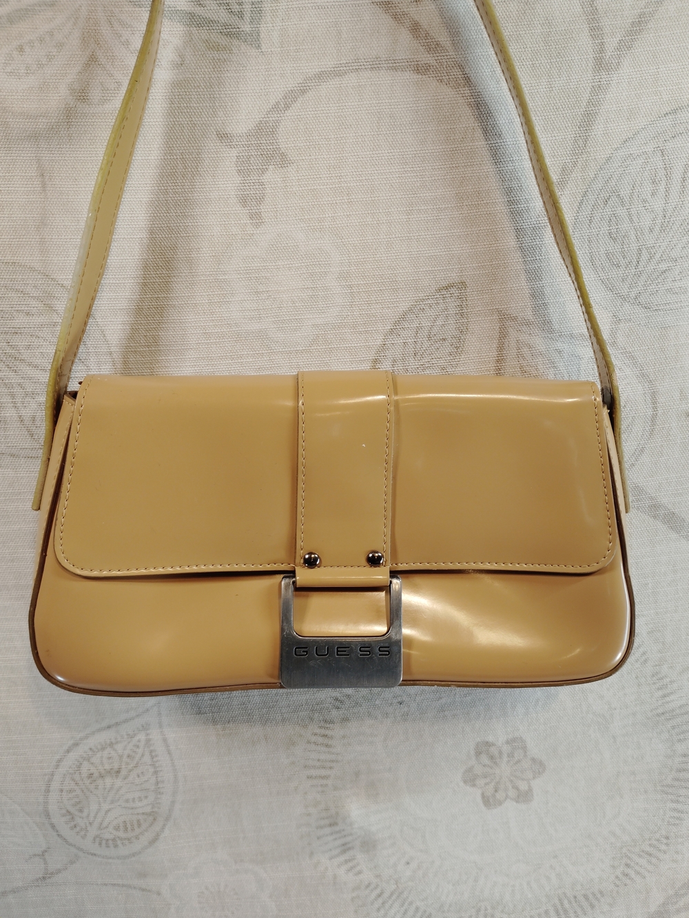 Guess Beige Patent Shoulder Bag